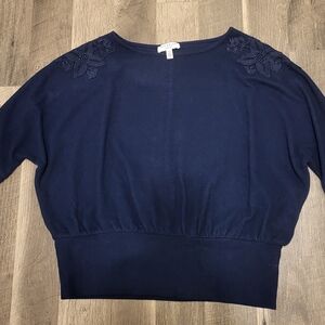 Rio &Rian Navy Blue Fitted Waist With Lace Detailing On Should Size M